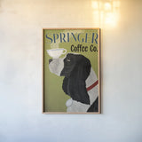 Springer Coffee Co by Ryan Fowler. shown as a paper print in a natural frame. Available as a archival giclee rolled canvas, fine art paper, or poster print. SKU 79508h.