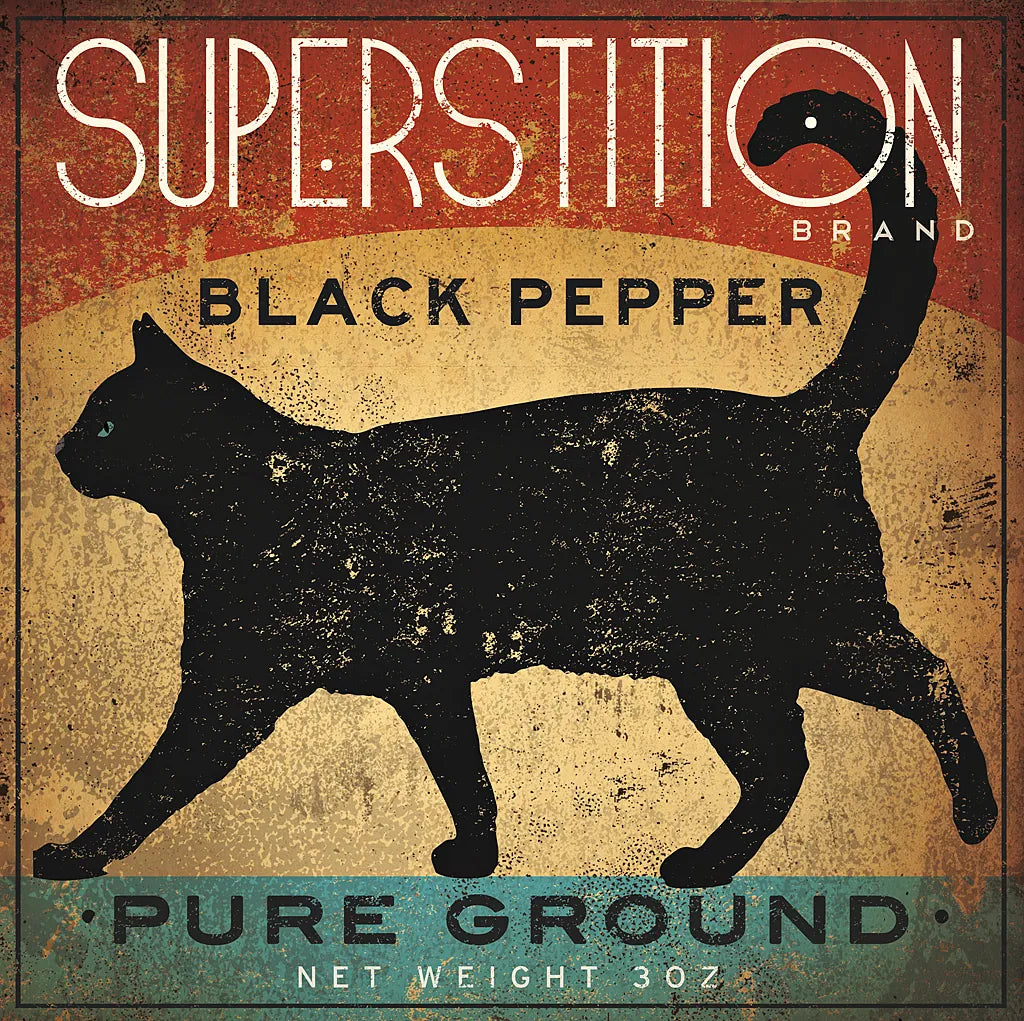 Superstition Black Pepper Cat by Ryan Fowler. SKU 18227a. Archival Giclee Fine art print for wall decor.