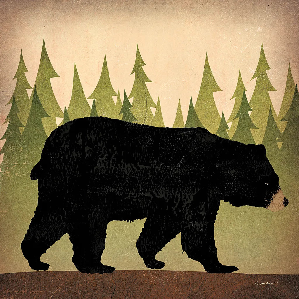 Take a Hike Bear no Words by Ryan Fowler. SKU 23373a. Archival Giclee Fine art print for wall decor.