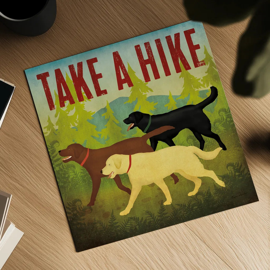 Take a Hike Lab II by Ryan Fowler. Shown as a detailed flat fine art print, highlighting archival giclee quality. Available as an archival giclee rolled canvas, fine art paper, or poster print. SKU 81068a.