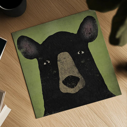 The Black Bear by Ryan Fowler. Shown as a detailed flat fine art print, highlighting archival giclee quality. Available as an archival giclee rolled canvas, fine art paper, or poster print. SKU 21699a.