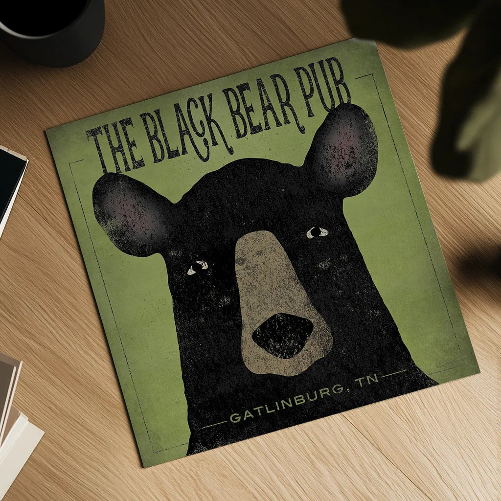 The Black Bear Pub by Ryan Fowler. Shown as a detailed flat fine art print, highlighting archival giclee quality. Available as an archival giclee rolled canvas, fine art paper, or poster print. SKU 30842a.