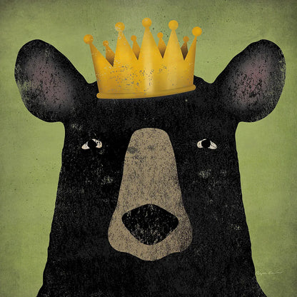 The Black Bear with Crown by Ryan Fowler. SKU 35511a. Archival Giclee Fine art print for wall decor.