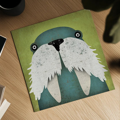 Walrus by Ryan Fowler. Shown as a detailed flat fine art print, highlighting archival giclee quality. Available as an archival giclee rolled canvas, fine art paper, or poster print. SKU 15048a.