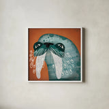Walrus Wow by Ryan Fowler. Shown in a crisp white glass frame for a clean and minimalist style. Available as an archival giclee rolled canvas, fine art paper, or poster print. SKU 12204a.