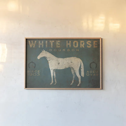 White Horse No Kentucky by Ryan Fowler. shown as a paper print in a natural frame. Available as a archival giclee rolled canvas, fine art paper, or poster print. SKU 30001i.