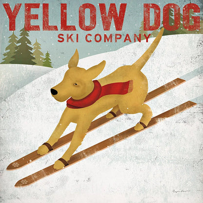 Yellow Dog Ski Co by Ryan Fowler. SKU 13237a. Archival Giclee Fine art print for wall decor.