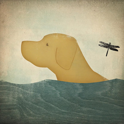Yellow Dog Swim by Ryan Fowler. SKU 29763a. Archival Giclee Fine art print for wall decor.