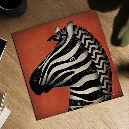 Zebra Wow by Ryan Fowler. Shown as a detailed flat fine art print, highlighting archival giclee quality. Available as an archival giclee rolled canvas, fine art paper, or poster print. SKU 12205a.