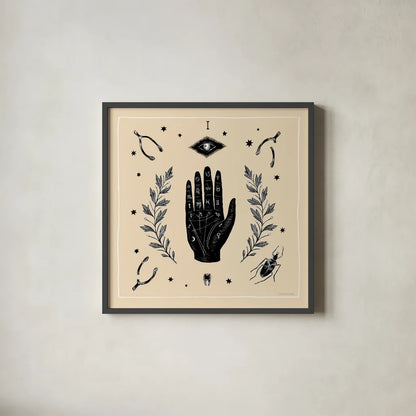 All Hallows Eve I Sq No Words Neutral by Sara Zieve Miller. Shown in a sleek black glass frame for a contemporary gallery look. Available as an archival giclee rolled canvas, fine art paper, or poster print. SKU 74764a.
