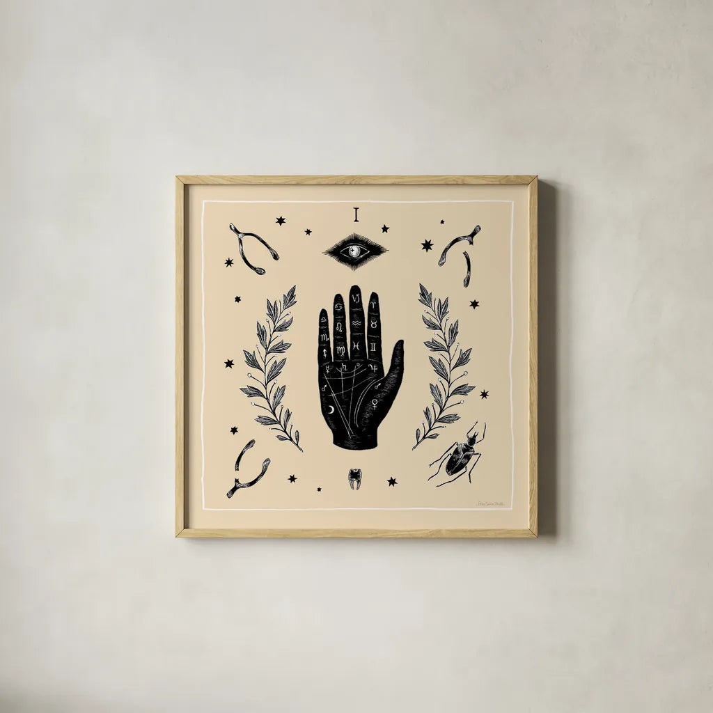 All Hallows Eve I Sq No Words Neutral by Sara Zieve Miller. Shown in a natural wood glass frame for a timeless modern aesthetic. Available as an archival giclee rolled canvas, fine art paper, or poster print. SKU 74764a.