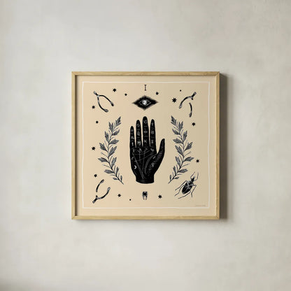 All Hallows Eve I Sq No Words Neutral by Sara Zieve Miller. Shown in a natural wood glass frame for a timeless modern aesthetic. Available as an archival giclee rolled canvas, fine art paper, or poster print. SKU 74764a.