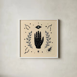 All Hallows Eve I Sq No Words Neutral by Sara Zieve Miller. Shown in a crisp white glass frame for a clean and minimalist style. Available as an archival giclee rolled canvas, fine art paper, or poster print. SKU 74764a.