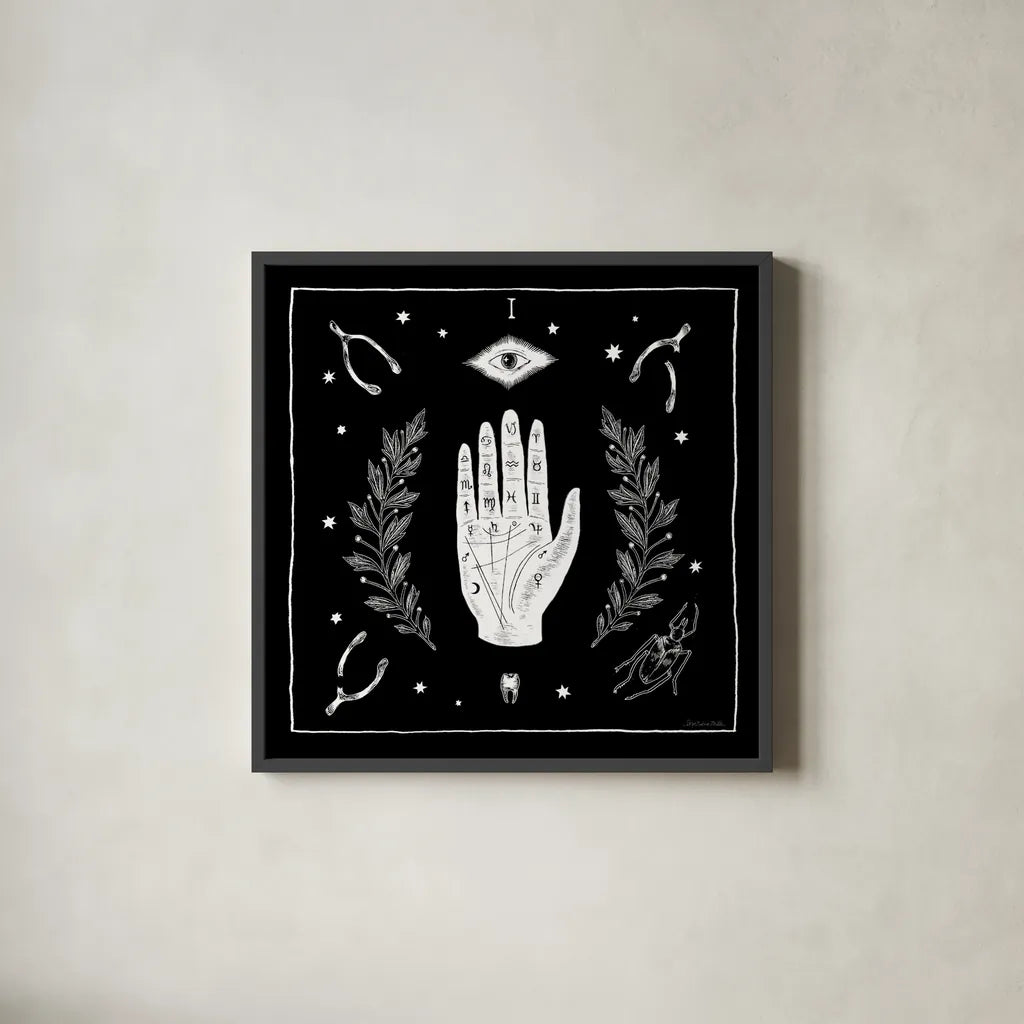 All Hallows Eve I Sq no Words by Sara Zieve Miller. Shown in a sleek black glass frame for a contemporary gallery look. Available as an archival giclee rolled canvas, fine art paper, or poster print. SKU 51684a.