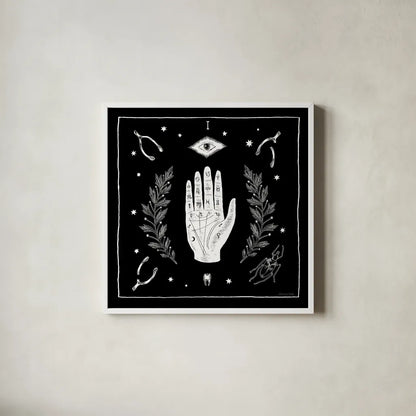 All Hallows Eve I Sq no Words by Sara Zieve Miller. Shown in a crisp white glass frame for a clean and minimalist style. Available as an archival giclee rolled canvas, fine art paper, or poster print. SKU 51684a.