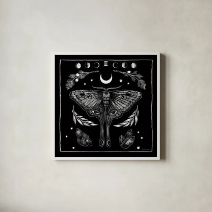 All Hallows Eve III Sq no Words by Sara Zieve Miller. Shown in a crisp white glass frame for a clean and minimalist style. Available as an archival giclee rolled canvas, fine art paper, or poster print. SKU 51686a.