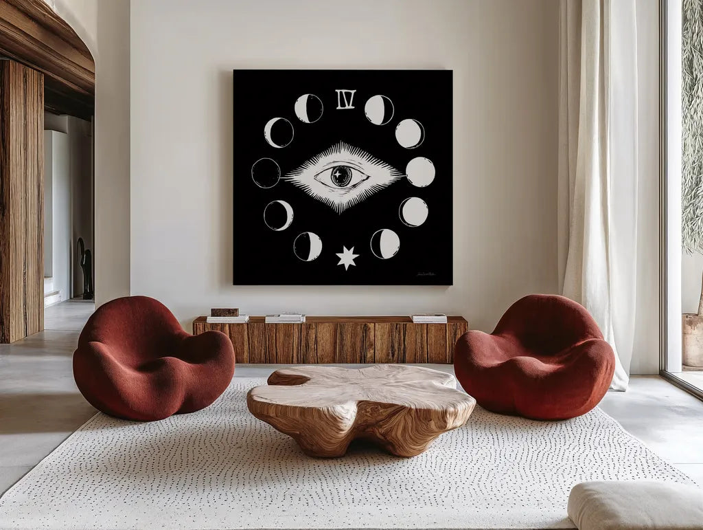 All Hallows Eve VI by Sara Zieve Miller. Shown as extra-large giant wall art in a modern living room. Available as an archival giclee rolled canvas, fine art paper, or poster print. SKU 86782a.