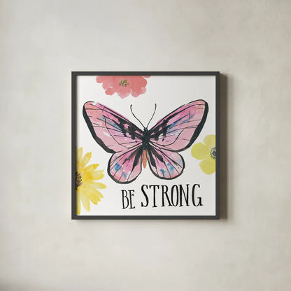 Beautiful Butterfly I by Sara Zieve Miller. Shown in a sleek black glass frame for a contemporary gallery look. Available as an archival giclee rolled canvas, fine art paper, or poster print. SKU 27319a.