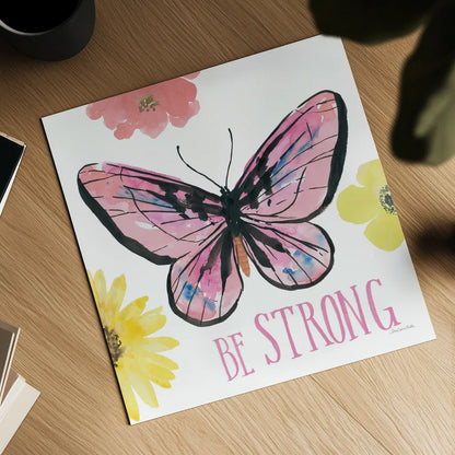 Beautiful Butterfly I Pink by Sara Zieve Miller. Shown as a detailed flat fine art print, highlighting archival giclee quality. Available as an archival giclee rolled canvas, fine art paper, or poster print. SKU 66529a.