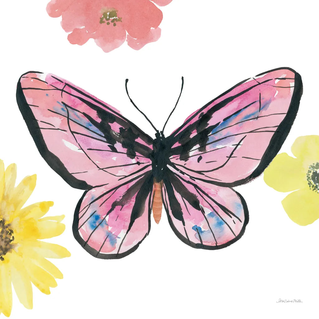 Beautiful Butterfly I Pink by Sara Zieve Miller. SKU 69759a. Archival Giclee Fine art print for wall decor.