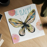 Beautiful Butterfly II Teal by Sara Zieve Miller. Shown as a detailed flat fine art print, highlighting archival giclee quality. Available as an archival giclee rolled canvas, fine art paper, or poster print. SKU 66530a.