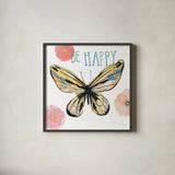 Beautiful Butterfly II Teal by Sara Zieve Miller. Shown in a sleek black glass frame for a contemporary gallery look. Available as an archival giclee rolled canvas, fine art paper, or poster print. SKU 66530a.