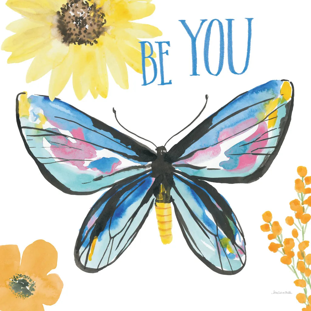 Beautiful Butterfly III Blue by Sara Zieve Miller. SKU 66531a. Archival Giclee Fine art print for wall decor.