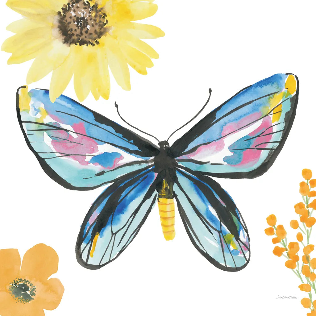 Beautiful Butterfly III Blue No Words by Sara Zieve Miller. SKU 69761a. Archival Giclee Fine art print for wall decor.