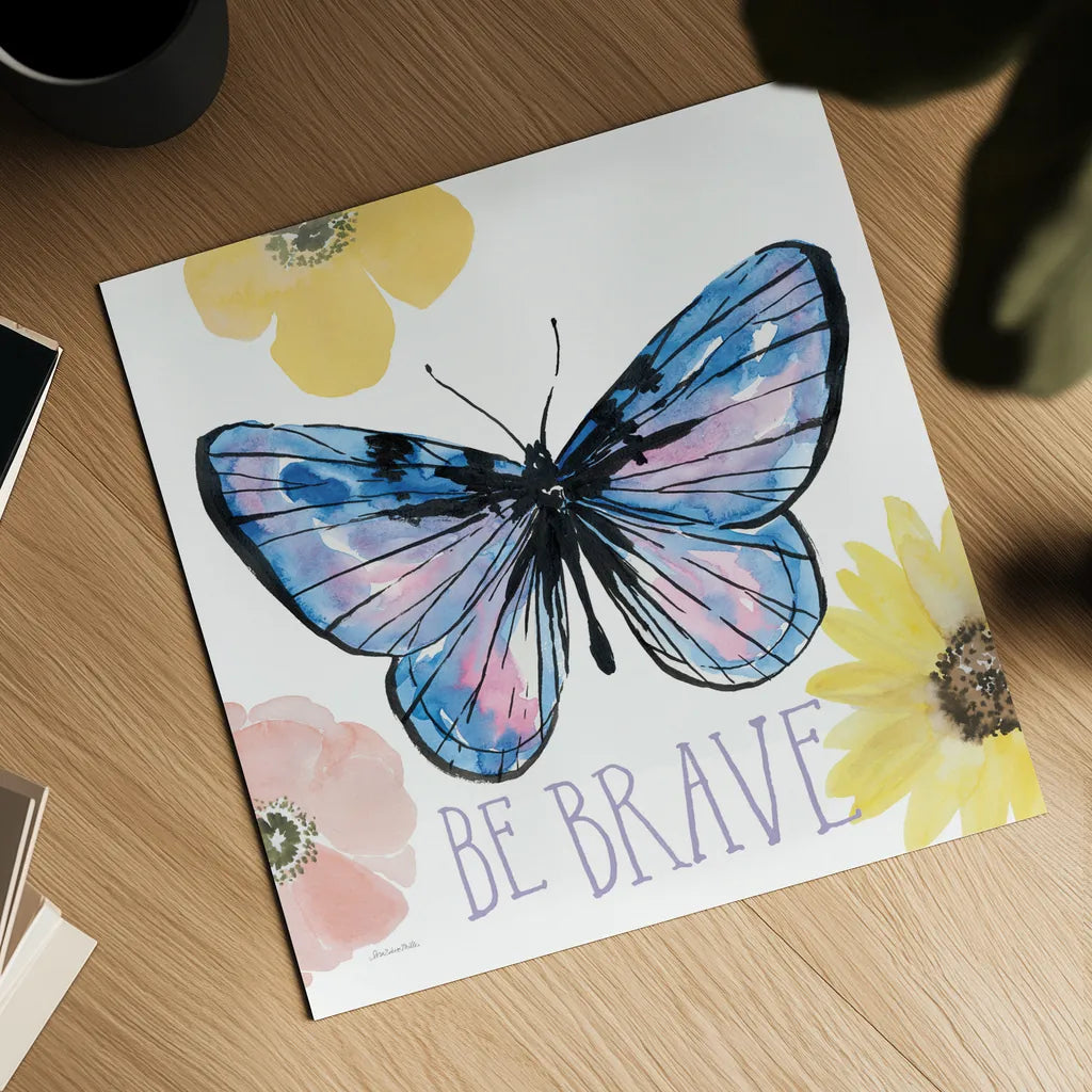 Beautiful Butterfly IV Lavender by Sara Zieve Miller. Shown as a detailed flat fine art print, highlighting archival giclee quality. Available as an archival giclee rolled canvas, fine art paper, or poster print. SKU 66532a.