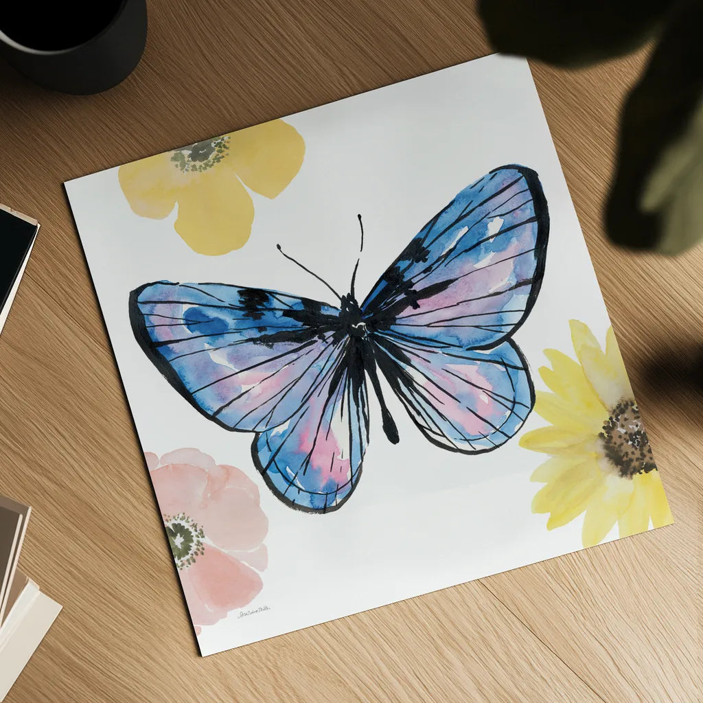 Beautiful Butterfly IV Lavender No Words by Sara Zieve Miller. Shown as a detailed flat fine art print, highlighting archival giclee quality. Available as an archival giclee rolled canvas, fine art paper, or poster print. SKU 69762a.