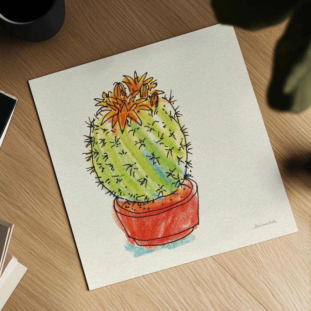 Cacti Garden II by Sara Zieve Miller. Shown as a detailed flat fine art print, highlighting archival giclee quality. Available as an archival giclee rolled canvas, fine art paper, or poster print. SKU 57355a.