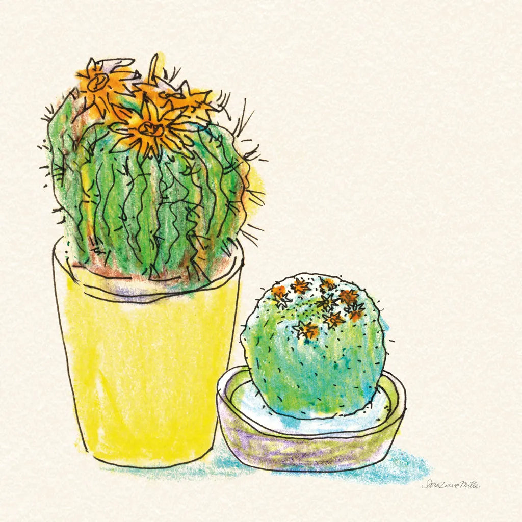 Cacti Garden IV by Sara Zieve Miller. SKU 57357a. Archival Giclee Fine art print for wall decor.