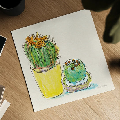 Cacti Garden IV by Sara Zieve Miller. Shown as a detailed flat fine art print, highlighting archival giclee quality. Available as an archival giclee rolled canvas, fine art paper, or poster print. SKU 57357a.