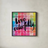 Color Quotes II by Sara Zieve Miller. Shown in a sleek black glass frame for a contemporary gallery look. Available as an archival giclee rolled canvas, fine art paper, or poster print. SKU 31469a.