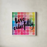 Color Quotes II by Sara Zieve Miller. Shown in a crisp white glass frame for a clean and minimalist style. Available as an archival giclee rolled canvas, fine art paper, or poster print. SKU 31469a.