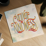 Cultivate Kindness by Sara Zieve Miller. Shown as a detailed flat fine art print, highlighting archival giclee quality. Available as an archival giclee rolled canvas, fine art paper, or poster print. SKU 58211a.