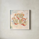 Cultivate Kindness by Sara Zieve Miller. Shown in a crisp white glass frame for a clean and minimalist style. Available as an archival giclee rolled canvas, fine art paper, or poster print. SKU 58211a.