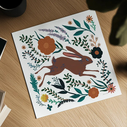 Folk Garden I by Sara Zieve Miller. Shown as a detailed flat fine art print, highlighting archival giclee quality. Available as an archival giclee rolled canvas, fine art paper, or poster print. SKU 73373a.