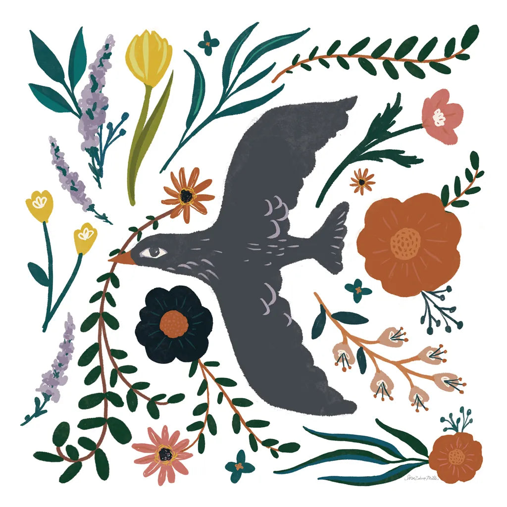 Folk Garden II by Sara Zieve Miller. SKU 73374a. Archival Giclee Fine art print for wall decor.