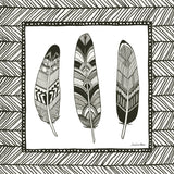 Geo Feathers Square II by Sara Zieve Miller. SKU 18247a. Archival Giclee Fine art print for wall decor.