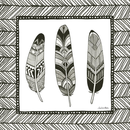 Geo Feathers Square II by Sara Zieve Miller. SKU 18247a. Archival Giclee Fine art print for wall decor.