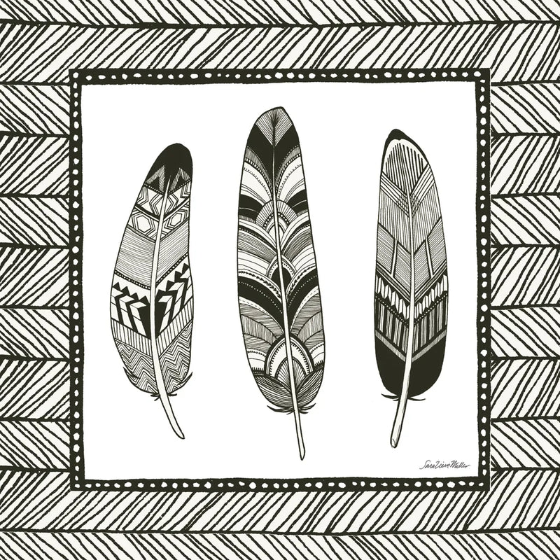 Geo Feathers Square II by Sara Zieve Miller. SKU 18247a. Archival Giclee Fine art print for wall decor.