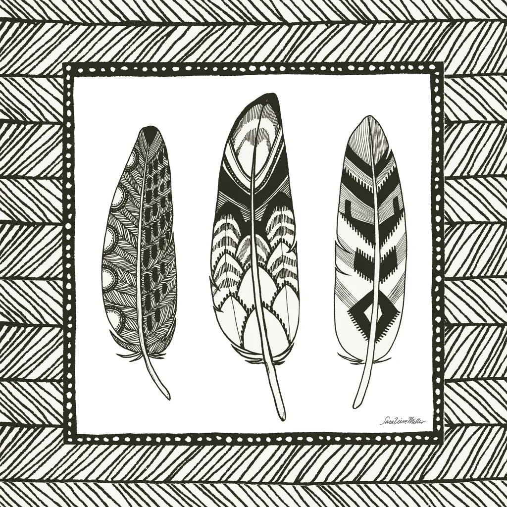 Geo Feathers Square III by Sara Zieve Miller. SKU 18248a. Archival Giclee Fine art print for wall decor.