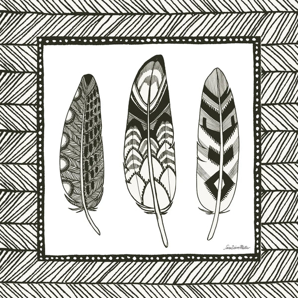 Geo Feathers Square III by Sara Zieve Miller. SKU 18248a. Archival Giclee Fine art print for wall decor.