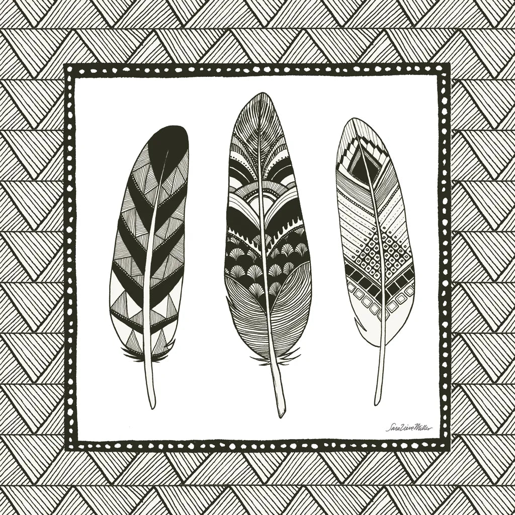 Geo Feathers Square IV by Sara Zieve Miller. SKU 18708a. Archival Giclee Fine art print for wall decor.