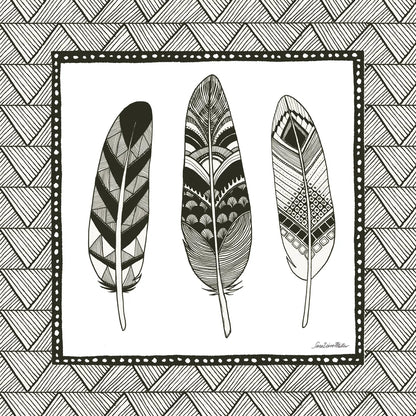 Geo Feathers Square IV by Sara Zieve Miller. SKU 18708a. Archival Giclee Fine art print for wall decor.