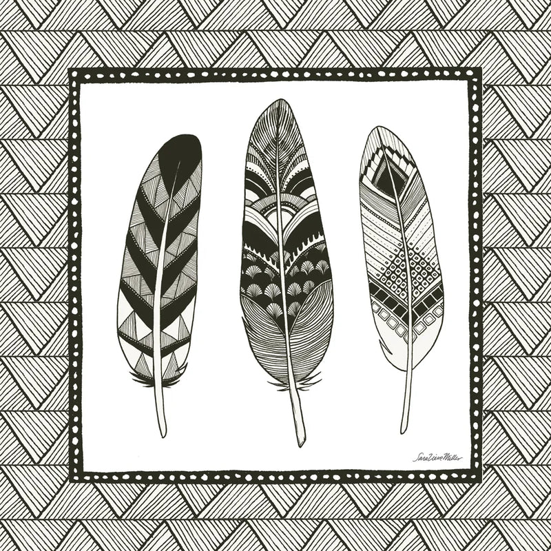 Geo Feathers Square IV by Sara Zieve Miller. SKU 18708a. Archival Giclee Fine art print for wall decor.