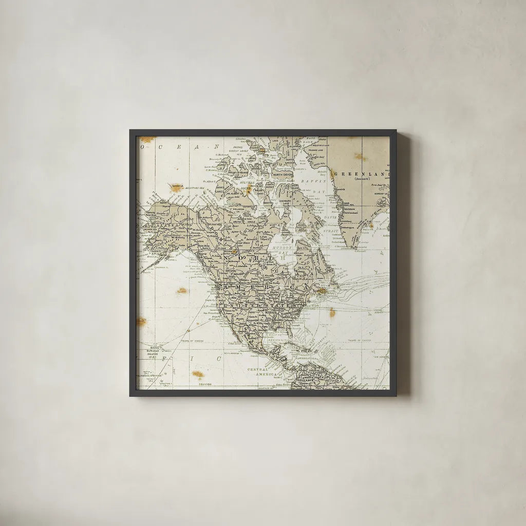 Get Out and See the World Square no Words by Sara Zieve Miller. Shown in a sleek black glass frame for a contemporary gallery look. Available as an archival giclee rolled canvas, fine art paper, or poster print. SKU 25680a.