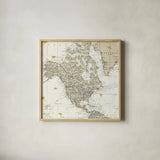 Get Out and See the World Square no Words by Sara Zieve Miller. Shown in a natural wood glass frame for a timeless modern aesthetic. Available as an archival giclee rolled canvas, fine art paper, or poster print. SKU 25680a.