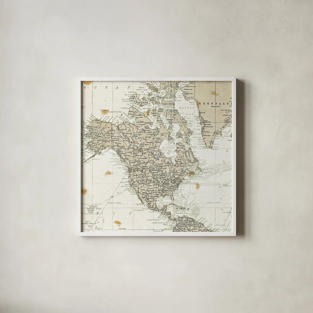 Get Out and See the World Square no Words by Sara Zieve Miller. Shown in a crisp white glass frame for a clean and minimalist style. Available as an archival giclee rolled canvas, fine art paper, or poster print. SKU 25680a.